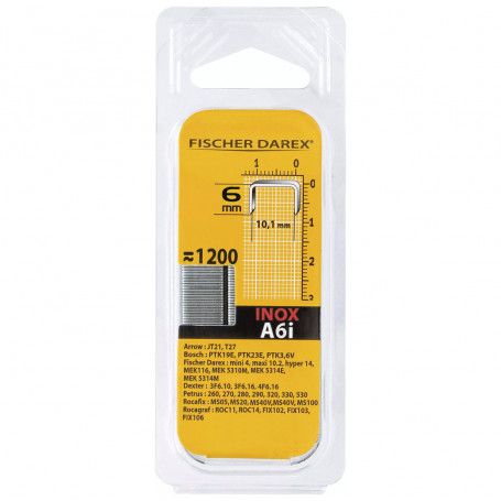 Boîte de 1200 Agrafes inox à fil fin A6i FISCHER DAREX