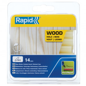 14 Bâtons de colle jaunâtre pour bois Ø12x94mm RAPID 14 Bâtons de colle jaunâtre pour bois Ø12x94mm RAPID