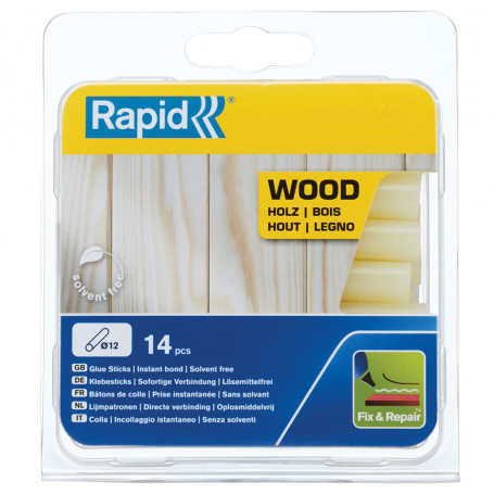 14 Bâtons de colle jaunâtre pour bois Ø12x94mm RAPID