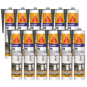 12x Mastic silicone SikaSeal 110 Menuiserie & Vitrage 300ml SIKA 12x Mastic silicone SikaSeal 110 Menuiserie & Vitrage 300ml SIKA